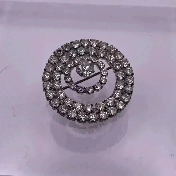 Monet Circular Rhinestone Brooch - Picture 1 of 2